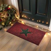 Nicoman Christmas Star PVC Spaghetti Doormat in Dark Red | Size: 90 cm x 60 cm