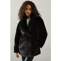 Wallis Women's Two Tone Faux Fur Coat in Neutral | Size: 12