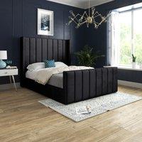 DS Living Oxford Upholstered Soft Touch Plush Black Velvet Bed Frame | Size: Single