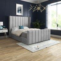 DS Living Oxford Upholstered Soft Touch Plush Grey Velvet Bed Frame | Size: Single