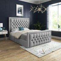 DS Living Kingston Upholstered Soft Grey Velvet Bed Frame | Size: Super King