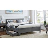 FurnitureboxUK Azure Modern White Solid Pine King Bed + 4 Drawers in Grey | Size: Double