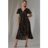 Jolie Moi Women's Petite Short Sleeve Midaxi Dress in Black | Size: 14