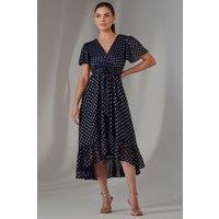 Jolie Moi Women's Petite Short Sleeve Midaxi Dress in Navy | Size: 10