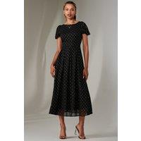Jolie Moi Women's Metallic Spot Chiffon Midimix Dress in Black | Size: 10