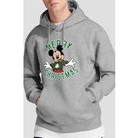 Mickey Mouse Men's Christmas Jumper Hoodie Light Grey | Size: Small