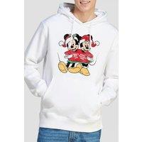 Mickey Mouse Men's Christmas Jumper Hoodie White | Size: 2XL