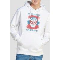 Spider Man Men's Peter Parker Stripes Hoodie White | Size: XL