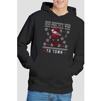 Deadpool Men's Coming To Town Christmas Jumper Hoodie Black | Size: Medium