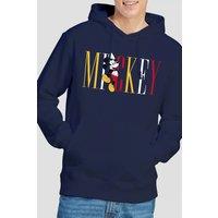 Mickey Mouse Men's Multicolor Name Hoodie Navy | Size: Small