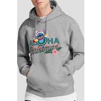 Lilo & Stitch Men's Aloha Christmas With Stitch Hoodie Light Grey | Size: 2XL