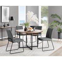 FurnitureboxUK Adley Brown Wood Storage Dining Table & 4 Halleyy Chairs in Dark Grey