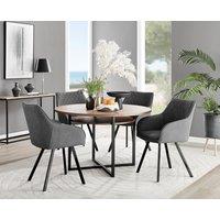 FurnitureboxUK Adley Brown Wood Storage Dining Table & 4 Falun Black Leg Chairs in Dark Grey