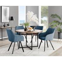 FurnitureboxUK Adley Brown Wood Storage Dining Table & 4 Falun Black Leg Chairs in Blue