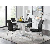 FurnitureboxUK Giovani 4 Grey Dining Table & 4 Isco Chairs in Black