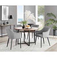 FurnitureboxUK Adley Brown Wood Storage Dining Table & 4 Calla Black Leg Chairs in Grey