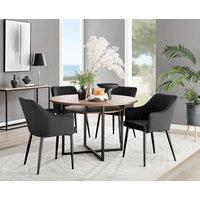 FurnitureboxUK Adley Brown Wood Storage Dining Table & 4 Calla Black Leg Chairs