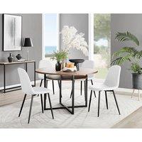 FurnitureboxUK Adley Brown Wood Storage Dining Table & 4 Corona Black Leg Chairs in Off-White