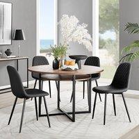 FurnitureboxUK Adley Brown Wood Storage Dining Table & 4 Corona Black Leg Chairs