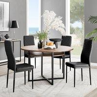 FurnitureboxUK Adley Brown Wood Storage Dining Table & 4 Milan Black Leg Chairs