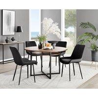 FurnitureboxUK Adley Brown Wood Storage Dining Table & 4 Pesaro Black Leg Chairs