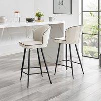 FurnitureboxUK Catriona Fabric Counter Stools Set of 2 in Cream