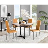 FurnitureboxUK Adley Brown Wood Storage Dining Table & 4 Milan Chrome Leg Chairs in Mustard