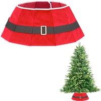 Shatchi 26.8Inch Christmas Tree Skirt Foldable Velvet Xmas Tree Stand Base Cover Collar Trunk Basket Ring for Tree Decorations in Red | Size: 1 Pack
