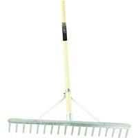 Pegdev 18 Tooth Aluminium Garden Gravel Rake with 70cm Head & 1200mm Hardwood Handle in Metallic Silver