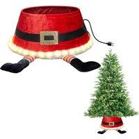 Shatchi 22inch LED Christmas Tree Skirt Light Up Santa Style Xmas Tree Stand Base Cover Collar Trunk Basket Ring for Tree Decorations | Size: 1 Pack