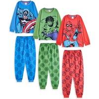 Marvel Boy's Multi-Pack of 3 Long Sleeve Long Leg Pyjama Set | Multicoloured | Size: 3-4 Years