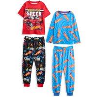 Hot Wheels Boy's Multi-Pack of 2 Long Leg Pyjama Set | Multicoloured | Official | Size: 3-4 Years