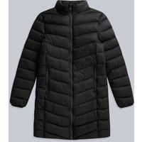 Animal Women's 'Frankie' Water Resistant Cosy Hood Padded Snug Fit Longline Jacket in Jet Black | Size: 8