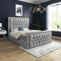 DS Living Cheltenham Glitter & Grey Velvet Upholstered Bed Frame | Size: Single