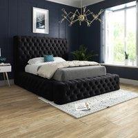 DS Living Cambridge Upholstered Soft Touch Black Velvet Bed Frame | Size: Single