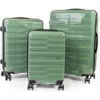 Pierre Cardin Provence Lightweight Hardshell Luggage SET 8 Wheeled Suitcase TSA Lock in Green | Size: 3 Pack