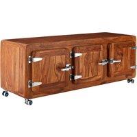 Orsina Sheesham Wood Low Sideboard, Industrial Storage Cabinet, Sideboard Television Cabinet, Small Display Cabinet in Brown