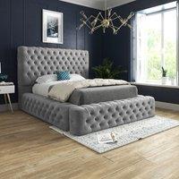 DS Living Cambridge Upholstered Soft Touch Grey Velvet Bed Frame | Size: Single