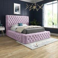 DS Living Cambridge Upholstered Soft Touch Pink Velvet Bed Frame | Size: Small Single