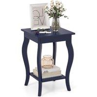 Gymax End Tables 2-Tier Accent Table with Elegant Curved LegS &Storage Shelf in Blue