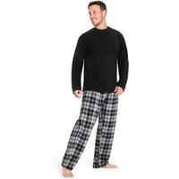 CityComfort Men's Microfleece Pyjama Set in Black | Size: 2XL