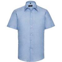 Russell Collection Men's Oxford Tailored Short-Sleeved Shirt in Blue | Size: 17 inches