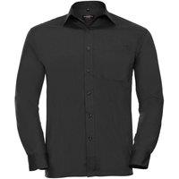 Russell Collection Men's Poplin Easy-Care Long-Sleeved Shirt in Black | Size: Medium