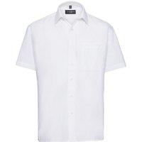 Russell Collection Men's Poplin Easy-Care Short-Sleeved Shirt in White | Size: 15 inches