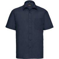 Russell Collection Men's Poplin Easy-Care Short-Sleeved Shirt in Navy | Size: 15.5 in