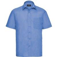Russell Collection Men's Poplin Easy-Care Short-Sleeved Shirt in Blue | Size: 15.5 in