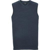 Russell Collection Men's Cotton Acrylic V Neck Sleeveless Sweatshirt in Navy | Size: Small