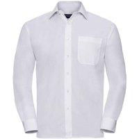 Russell Collection Men's Poplin Easy-Care Long-Sleeved Formal Shirt in White | Size: 15 inches