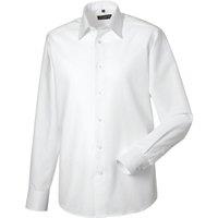 Russell Collection Men's Oxford Tailored Long-Sleeved Formal Shirt in White | Size: 17 inches
