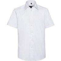 Russell Collection Men's Oxford Easy-Care Tailored Short-Sleeved Shirt in White | Size: 19.5 in